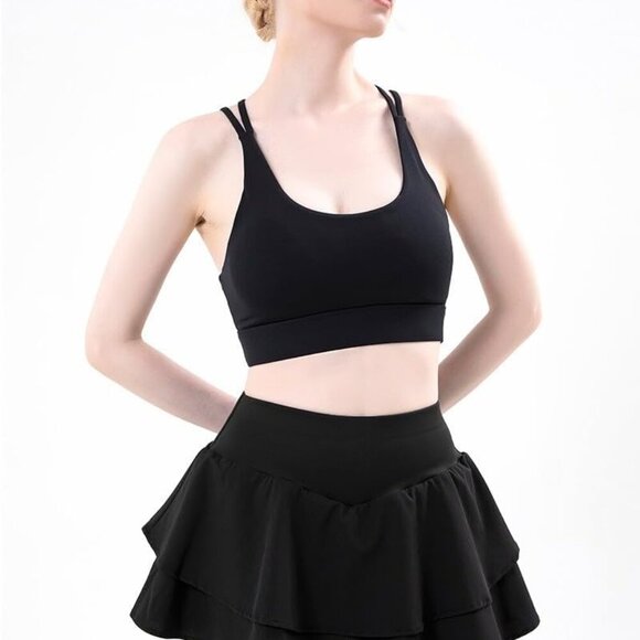 Black Women's X-Large Shimmery Athletic Shorts with Elastic Waist & Pockets - Picture 3 of 8